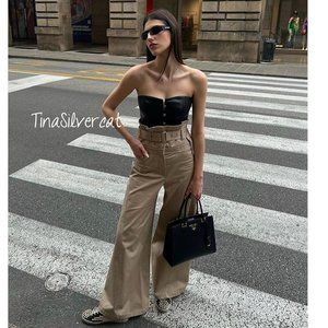 BLOGGER'S FAVE! Zara Belted Gabardine Pants NWT